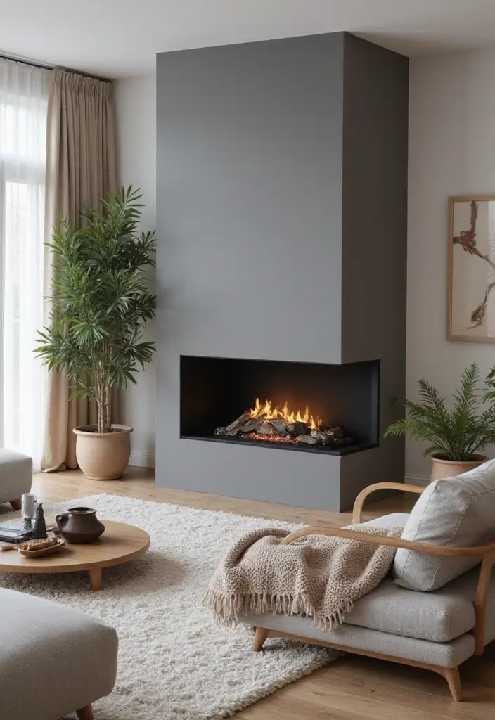 50 Grey Living Room Ideas That Never Go Out of Style - 21. Grey Fireplaces: A Cozy Focal Point