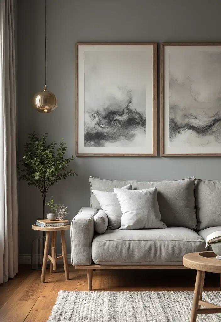 50 Grey Living Room Ideas That Never Go Out of Style - 29. Rustic Grey Decor Elements