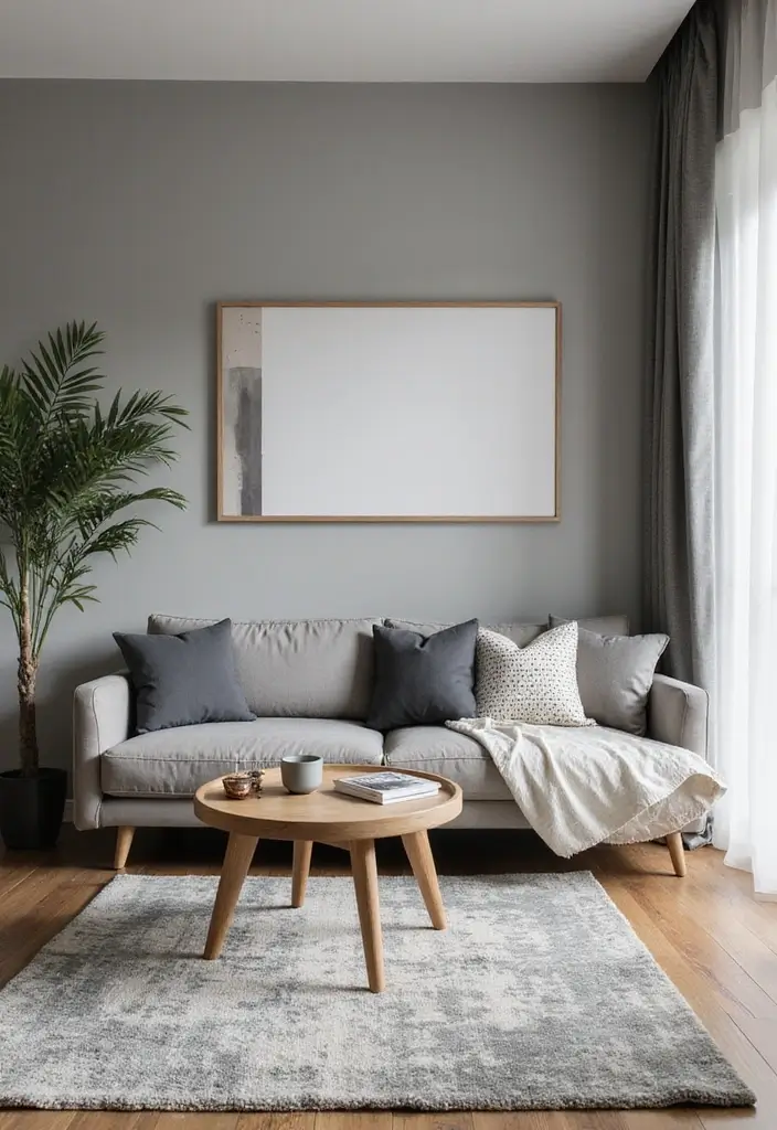 50 Grey Living Room Ideas That Never Go Out of Style - 32. Grey Wallpaper: A Stylish Upgrade