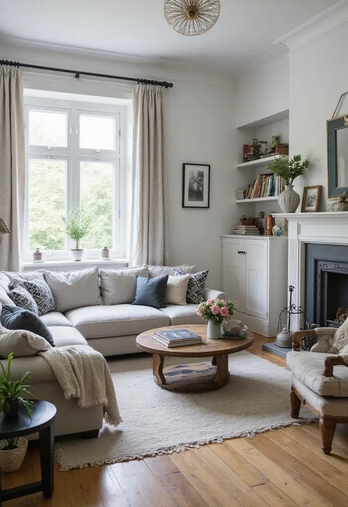 50 Grey Living Room Ideas That Never Go Out of Style - 35. Grey Vintage Accents for Charm