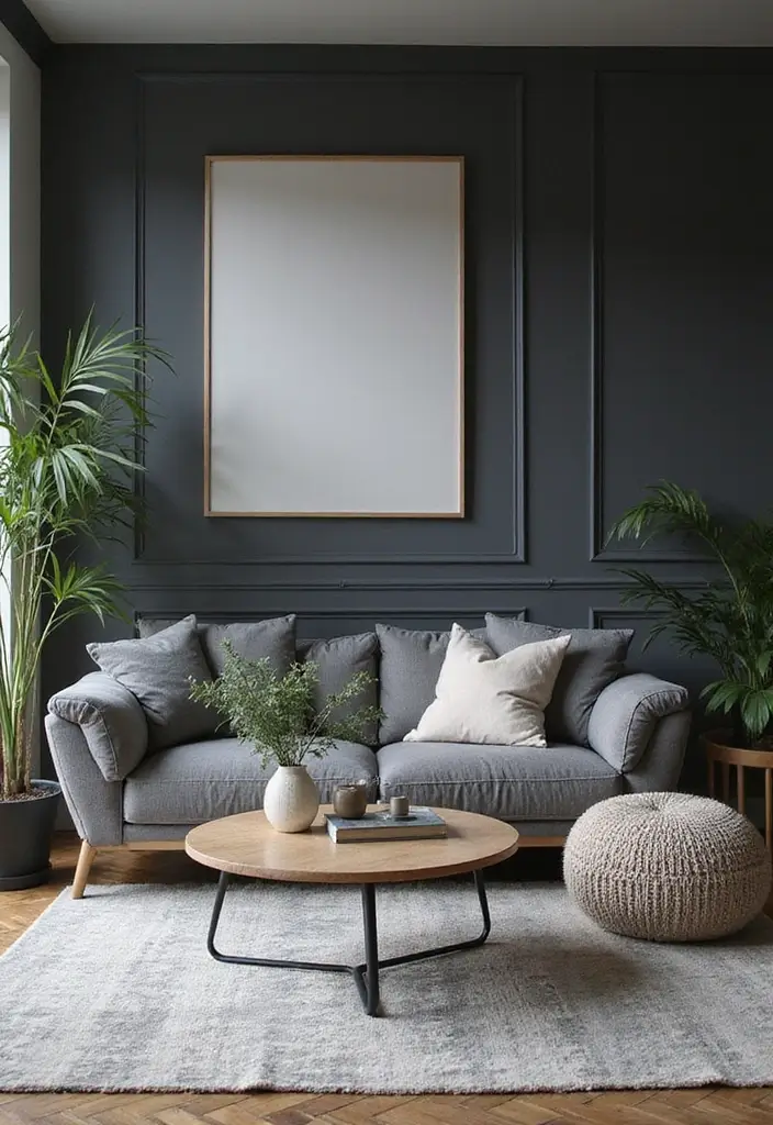 50 Grey Living Room Ideas That Never Go Out of Style - 37. Grey and Black for a Chic Look