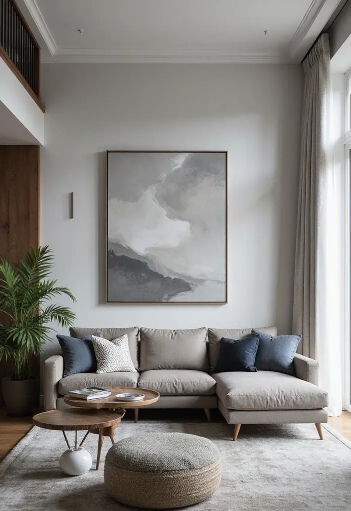 50 Grey Living Room Ideas That Never Go Out of Style - 39. Neutral Grey with Bold Patterns