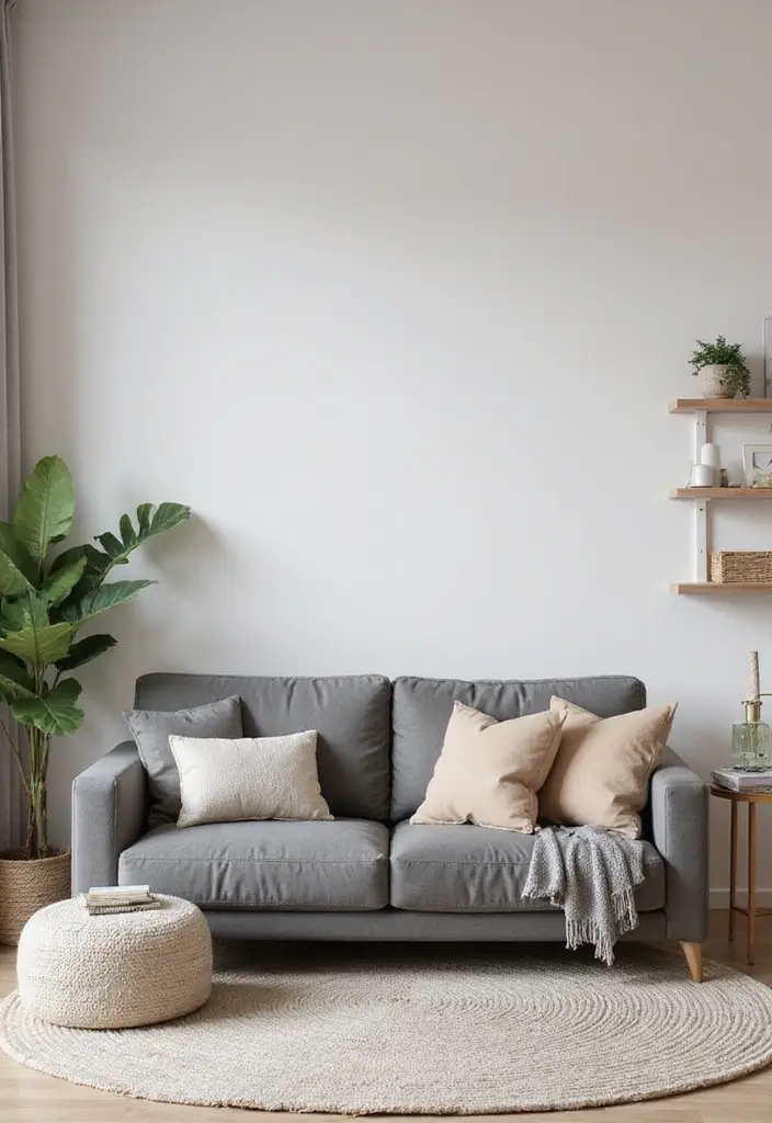 50 Grey and Beige Living Room Ideas That Feel Calm and Neutral 1 50 Grey and Beige Living Room Ideas That Feel Calm and Neutral - 1. The Elegance of a Modern Grey Sofa