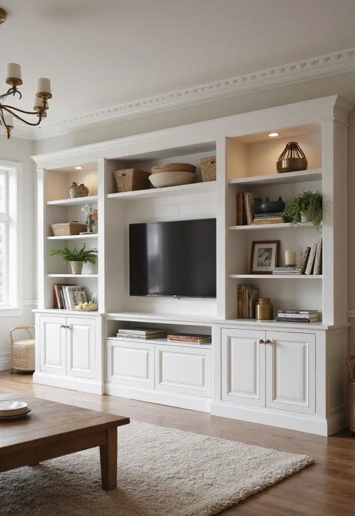 50 Grey and Beige Living Room Ideas That Feel Calm and Neutral 18 50 Grey and Beige Living Room Ideas That Feel Calm and Neutral - 18. Built-In Storage Solutions