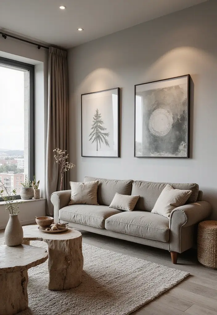 50 Grey and Beige Living Room Ideas That Feel Calm and Neutral 43 50 Grey and Beige Living Room Ideas That Feel Calm and Neutral - 39. Rustic Charm in Decor
