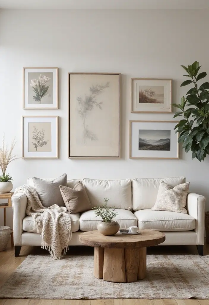 50 Grey and Beige Living Room Ideas That Feel Calm and Neutral 50 50 Grey and Beige Living Room Ideas That Feel Calm and Neutral - 46. Incorporating Local Artist Creations