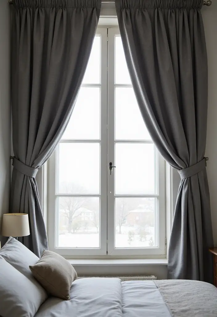 50 Grey and White Bedroom Ideas That Always Feel Fresh and Relaxing - 10. Elegant Grey Curtains