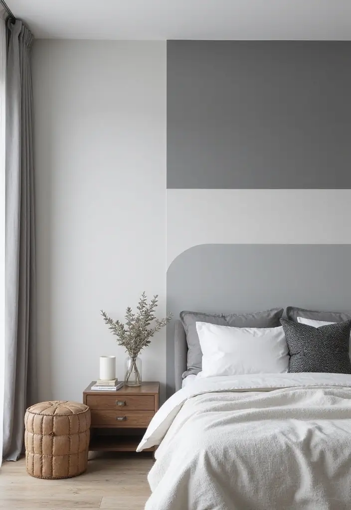 50 Grey and White Bedroom Ideas That Always Feel Fresh and Relaxing - 18. Calming Grey and White Color Blocks