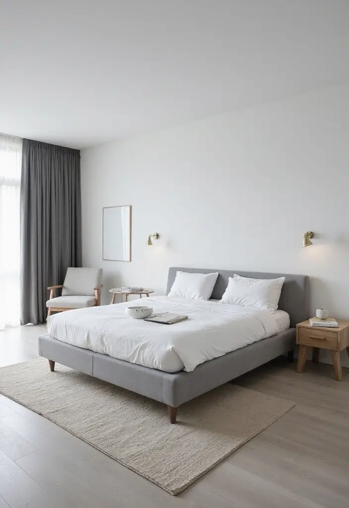 50 Grey and White Bedroom Ideas That Always Feel Fresh and Relaxing - 2. Minimalist Furniture Choices