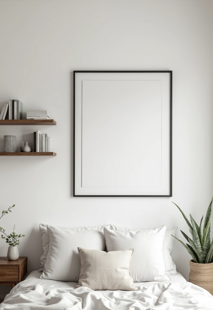 50 Grey and White Bedroom Ideas That Always Feel Fresh and Relaxing - 22. Minimalist Grey Wall Decor