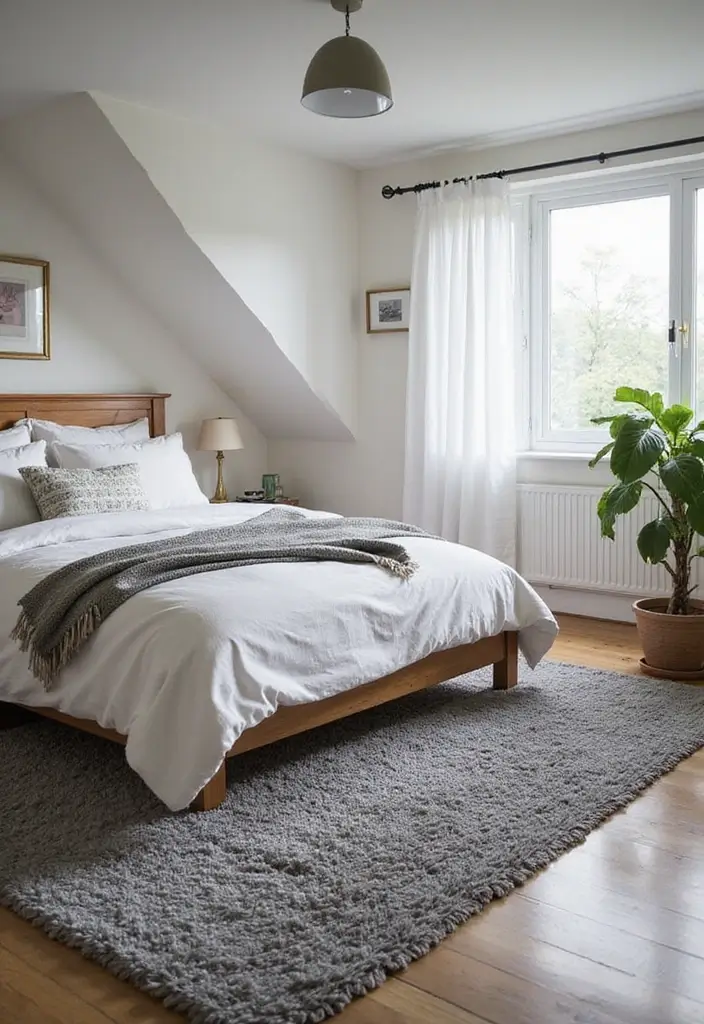 50 Grey and White Bedroom Ideas That Always Feel Fresh and Relaxing - 23. Grey Shag Rugs