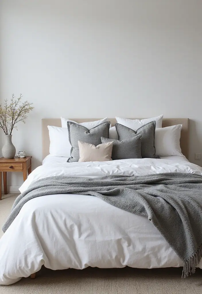 50 Grey and White Bedroom Ideas That Always Feel Fresh and Relaxing - 25. Grey and White Throw Blankets