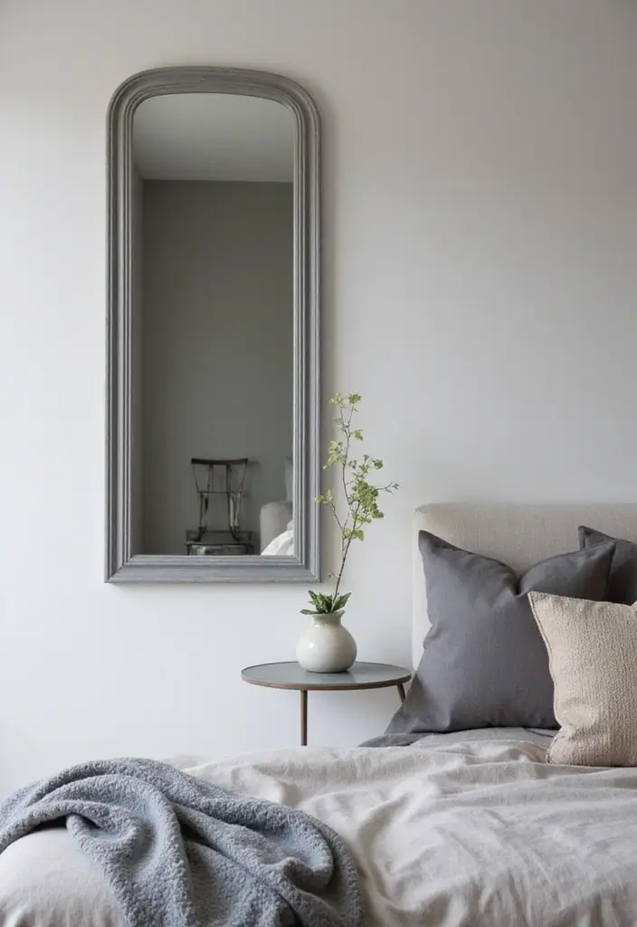 50 Grey and White Bedroom Ideas That Always Feel Fresh and Relaxing - 28. Grey Framed Mirrors