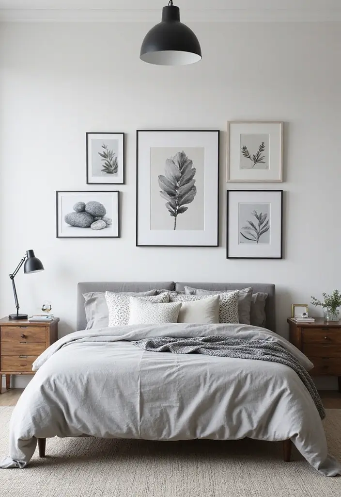 50 Grey and White Bedroom Ideas That Always Feel Fresh and Relaxing - 4. Grey and White Artwork