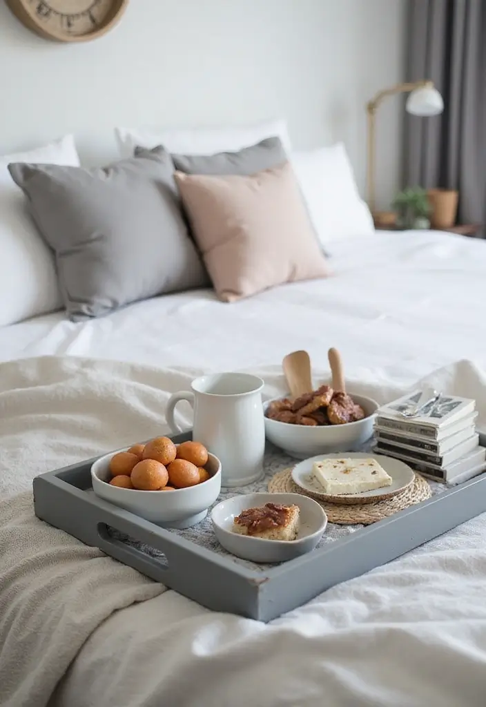 50 Grey and White Bedroom Ideas That Always Feel Fresh and Relaxing - 40. Decorative Grey Trays