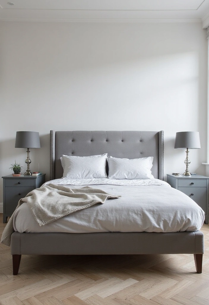 50 Grey and White Bedroom Ideas That Always Feel Fresh and Relaxing - 42. Minimalist Grey Nightstands