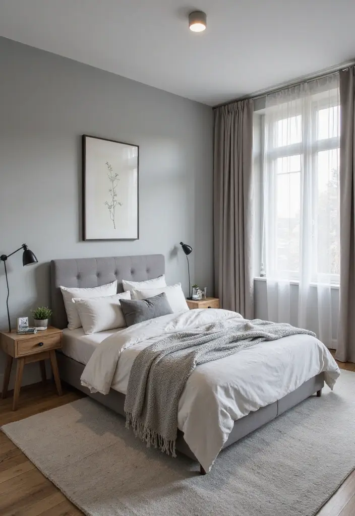 50 Grey and White Bedroom Ideas That Always Feel Fresh and Relaxing - 50. Calming Grey Accents