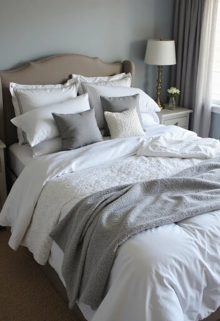 50 Grey and White Bedroom Ideas That Always Feel Fresh and Relaxing - 8. Grey and White Bedding Sets