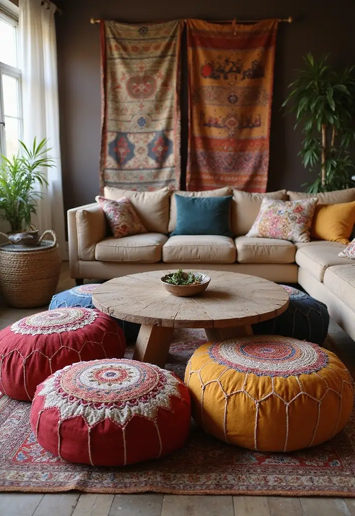 50 Indian Living Room Decor Ideas Rich in Culture and Style 13 50 Indian Living Room Decor Ideas Rich in Culture and Style - 13. Multi-Functional Poufs