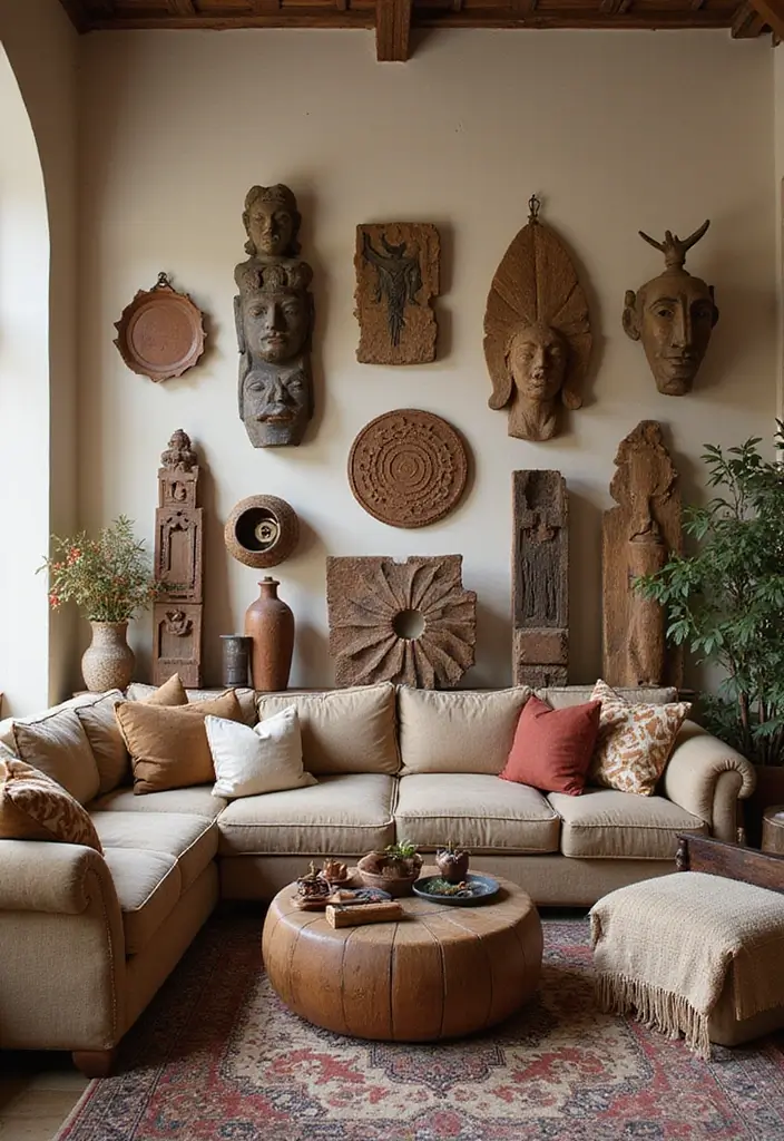 50 Indian Living Room Decor Ideas Rich in Culture and Style 14 50 Indian Living Room Decor Ideas Rich in Culture and Style - 14. Folk Art Accents