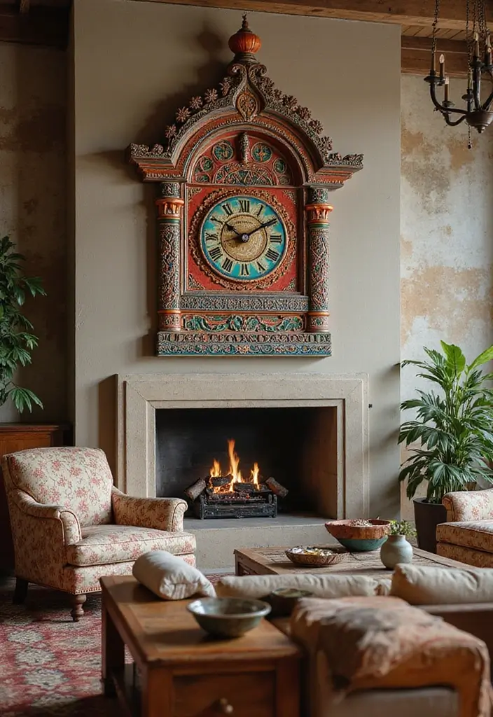 50 Indian Living Room Decor Ideas Rich in Culture and Style 17 50 Indian Living Room Decor Ideas Rich in Culture and Style - 17. Indian-inspired Wall Clocks