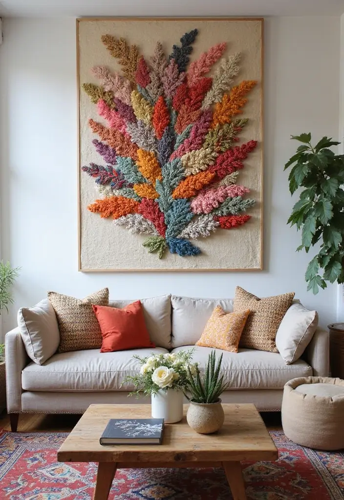 50 Indian Living Room Decor Ideas Rich in Culture and Style 28 50 Indian Living Room Decor Ideas Rich in Culture and Style - 26. Indian Textile Wall Art