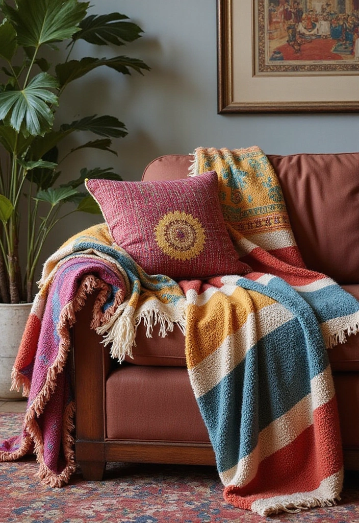 50 Indian Living Room Decor Ideas Rich in Culture and Style 32 50 Indian Living Room Decor Ideas Rich in Culture and Style - 30. Colorful Throws and Blankets