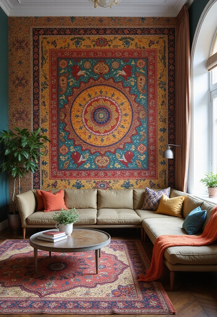 50 Indian Living Room Decor Ideas Rich in Culture and Style 34 50 Indian Living Room Decor Ideas Rich in Culture and Style - 32. Cultural Accent Walls