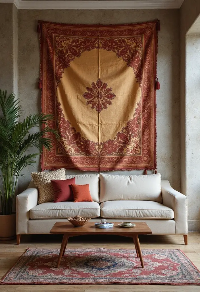 50 Indian Living Room Decor Ideas Rich in Culture and Style 44 50 Indian Living Room Decor Ideas Rich in Culture and Style - 40. Silk Wall Hangings