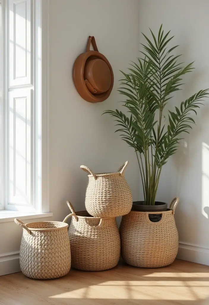 50 Living Room Corner Ideas That Maximize Every Inch of Space 18 50 Living Room Corner Ideas That Maximize Every Inch of Space - 18. Corner Baskets for Storage