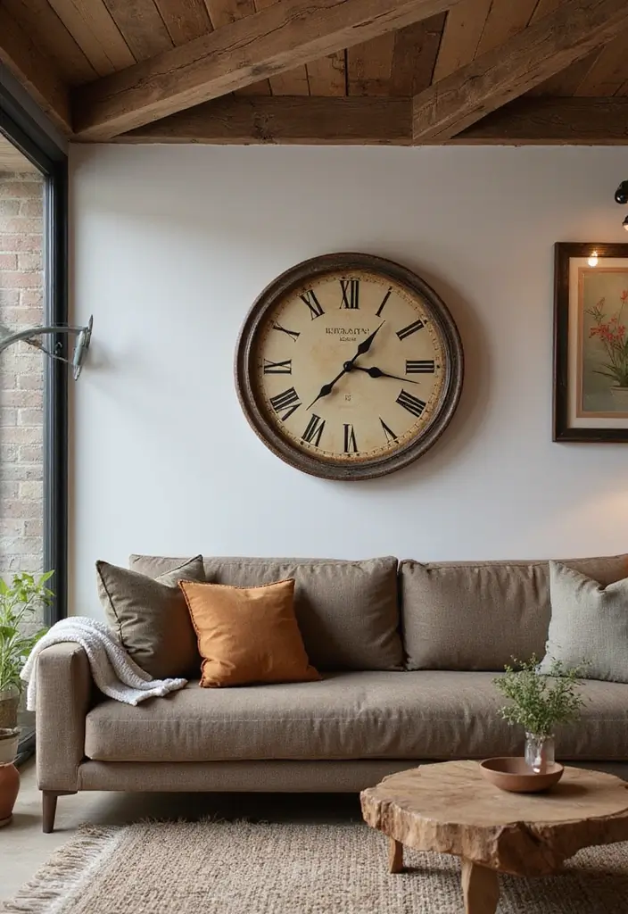 50 Living Room Decor Ideas to Refresh Your Space Without Breaking the Bank 10 50 Living Room Decor Ideas to Refresh Your Space Without Breaking the Bank - 10. Vintage-Inspired Wall Clocks