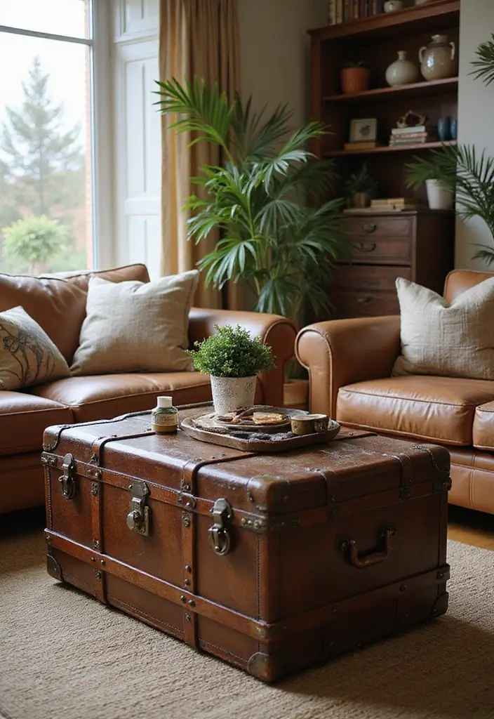 50 Living Room Decor Ideas to Refresh Your Space Without Breaking the Bank 12 50 Living Room Decor Ideas to Refresh Your Space Without Breaking the Bank - 12. Vintage Travel Trunks