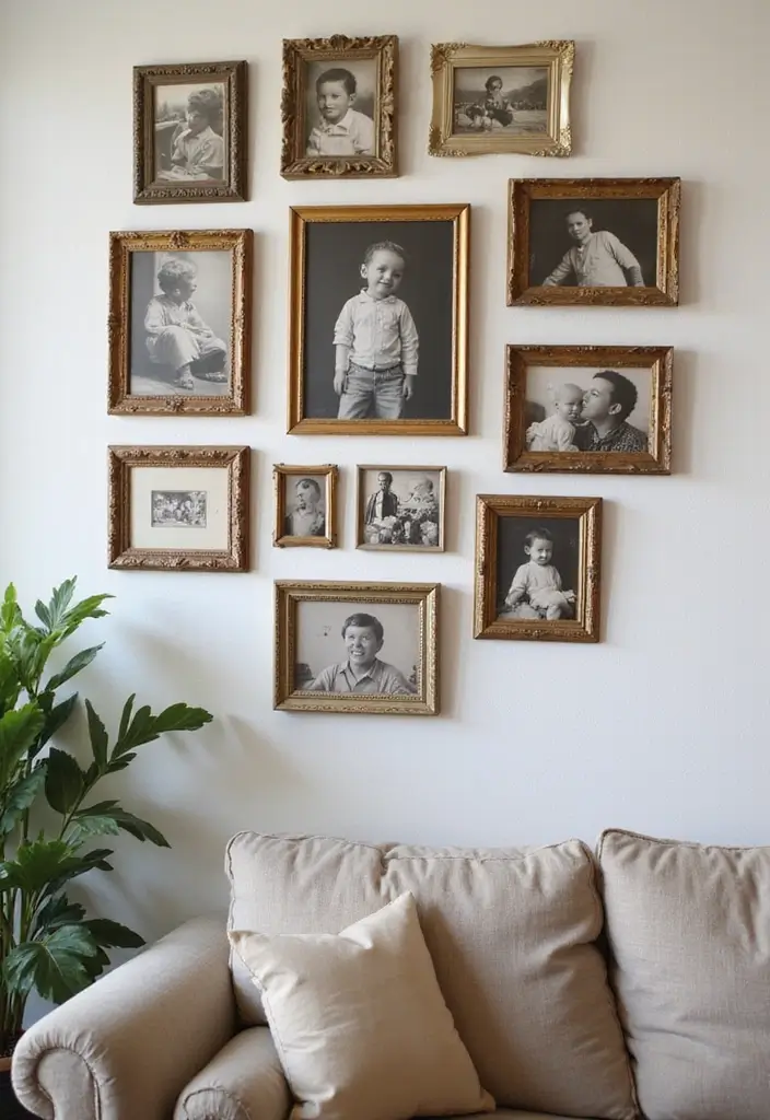50 Living Room Decor Ideas to Refresh Your Space Without Breaking the Bank 21 50 Living Room Decor Ideas to Refresh Your Space Without Breaking the Bank - 21. Vintage Photo Frames