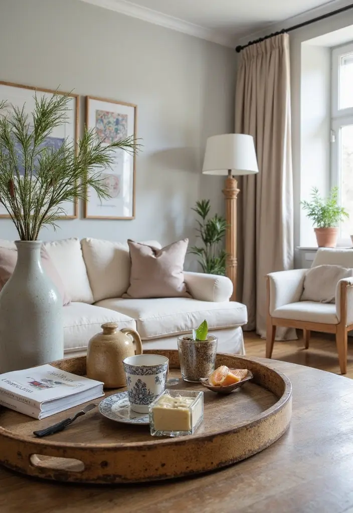 50 Living Room Decor Ideas to Refresh Your Space Without Breaking the Bank 29 50 Living Room Decor Ideas to Refresh Your Space Without Breaking the Bank - 29. Vintage Decorative Trays