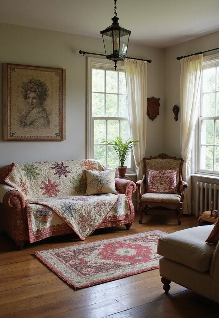 50 Living Room Decor Ideas to Refresh Your Space Without Breaking the Bank 39 50 Living Room Decor Ideas to Refresh Your Space Without Breaking the Bank - 39. Vintage Quilts and Throws