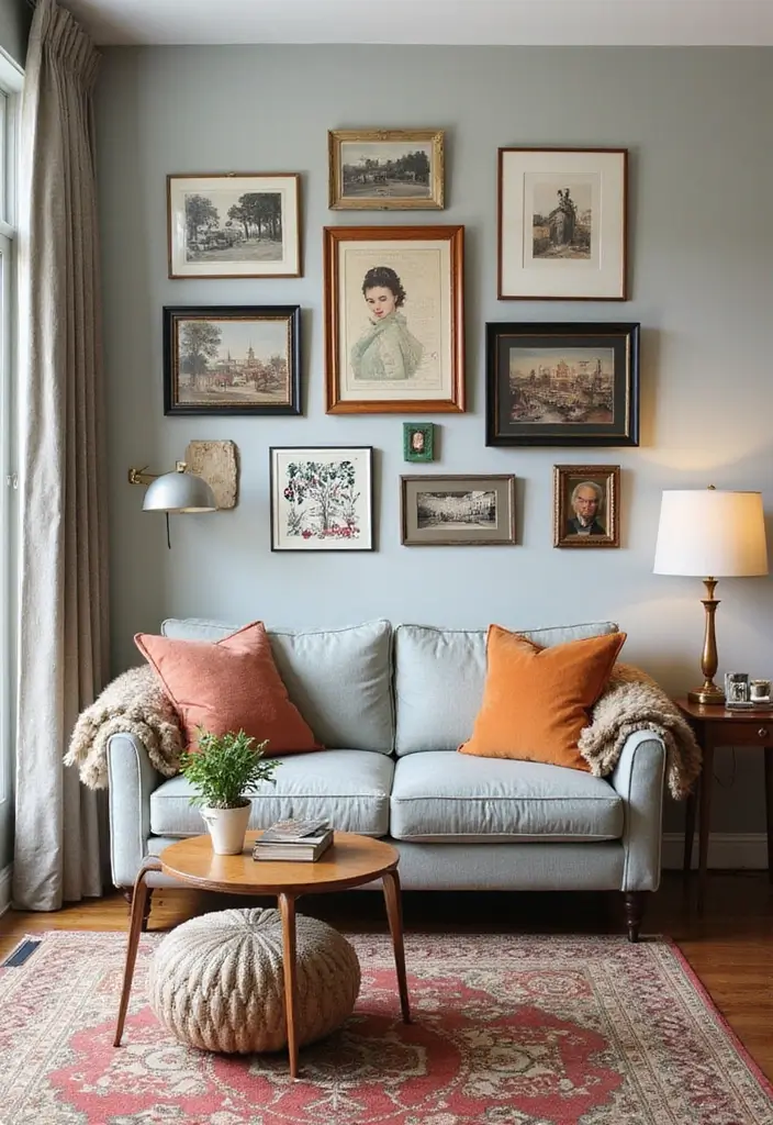 50 Living Room Decor Ideas to Refresh Your Space Without Breaking the Bank 6 50 Living Room Decor Ideas to Refresh Your Space Without Breaking the Bank - 6. Vintage-Inspired Wall Art