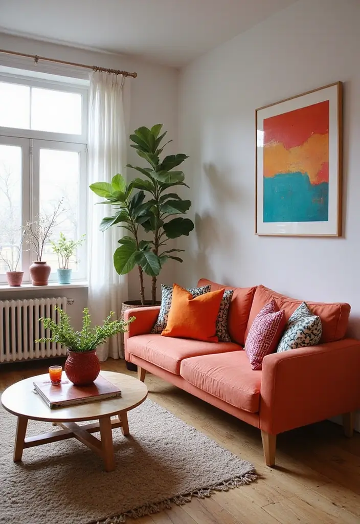 50 Living Room Designs for Small Spaces That Maximize Every Inch 10 50 Living Room Designs for Small Spaces That Maximize Every Inch - 10. Bright Accents