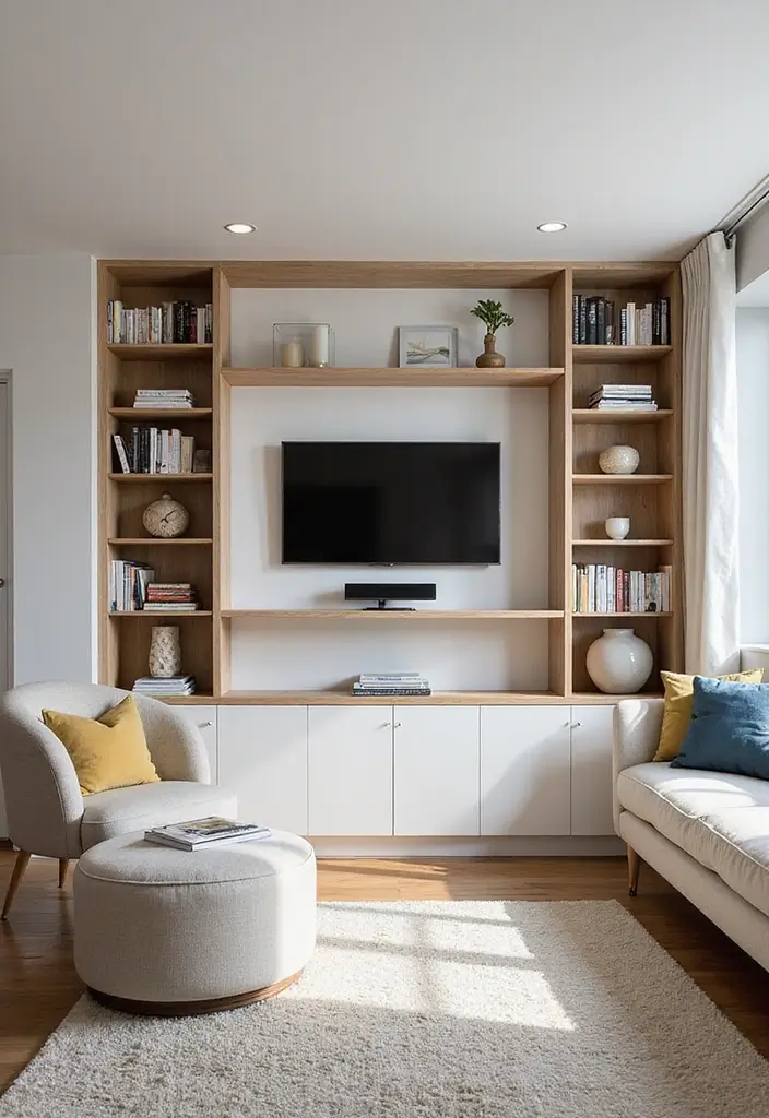 50 Living Room Designs for Small Spaces That Maximize Every Inch 2 50 Living Room Designs for Small Spaces That Maximize Every Inch - 2. Vertical Storage Solutions
