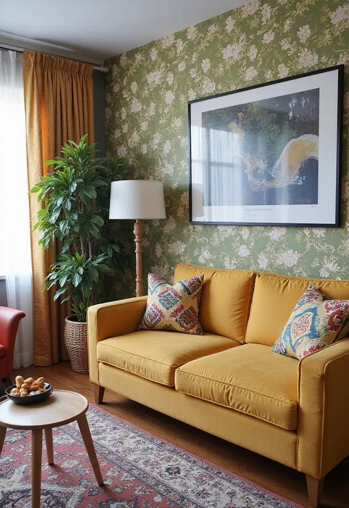 50 Living Room Designs for Small Spaces That Maximize Every Inch 21 50 Living Room Designs for Small Spaces That Maximize Every Inch - 21. Creative Wallpaper Choices