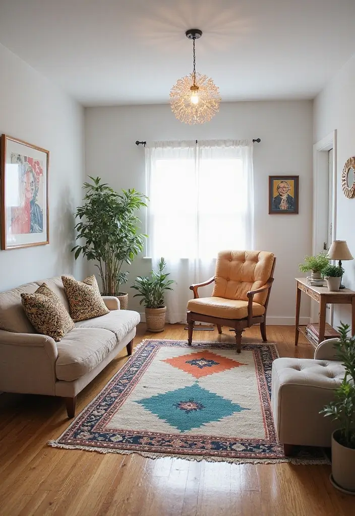 50 Living Room Designs for Small Spaces That Maximize Every Inch 42 50 Living Room Designs for Small Spaces That Maximize Every Inch - 42. Fun Area Rugs