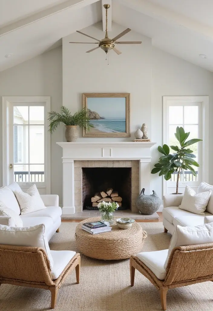 50 Living Room Designs with Fireplaces That Create the Perfect Focal Point 10 50 Living Room Designs with Fireplaces That Create the Perfect Focal Point - 10. Coastal Retreat with a Beachy Fireplace