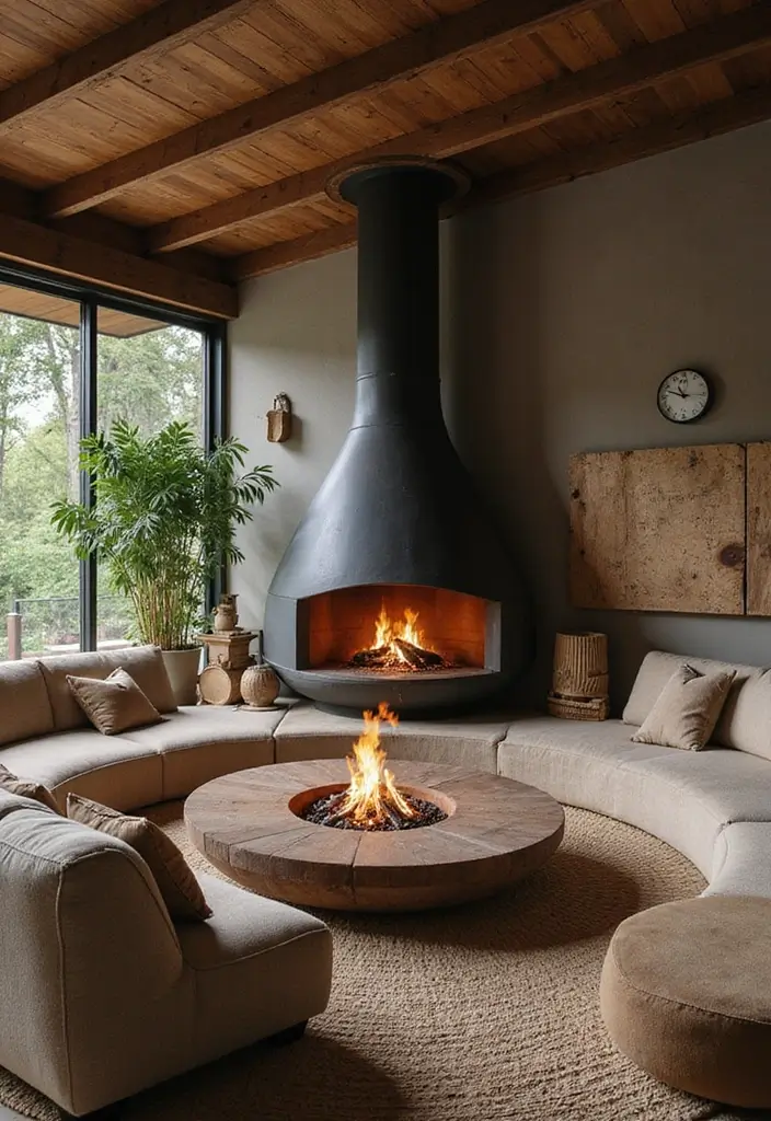50 Living Room Designs with Fireplaces That Create the Perfect Focal Point 24 50 Living Room Designs with Fireplaces That Create the Perfect Focal Point - 22. Fire Pit Style Inside the Living Room