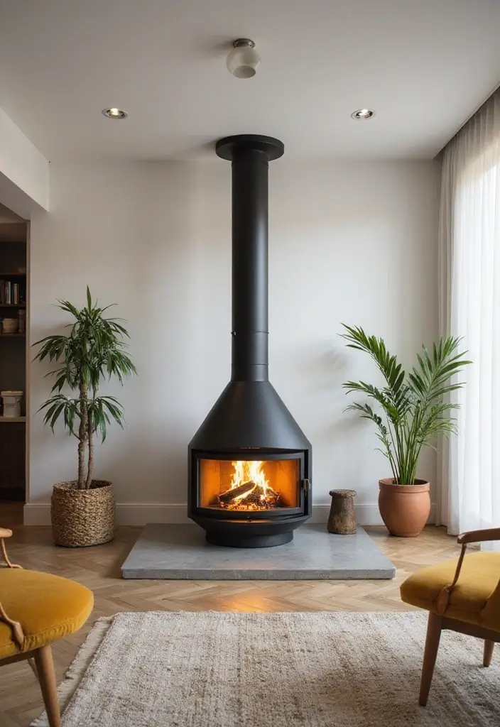 50 Living Room Designs with Fireplaces That Create the Perfect Focal Point 28 50 Living Room Designs with Fireplaces That Create the Perfect Focal Point - 26. Chic Studio Living with a Compact Fireplace