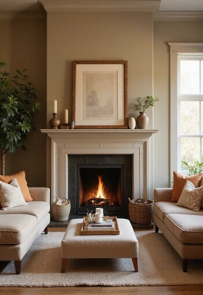 50 Living Room Designs with Fireplaces That Create the Perfect Focal Point 32 50 Living Room Designs with Fireplaces That Create the Perfect Focal Point - 30. Warm Color Palette with a Cozy Fireplace