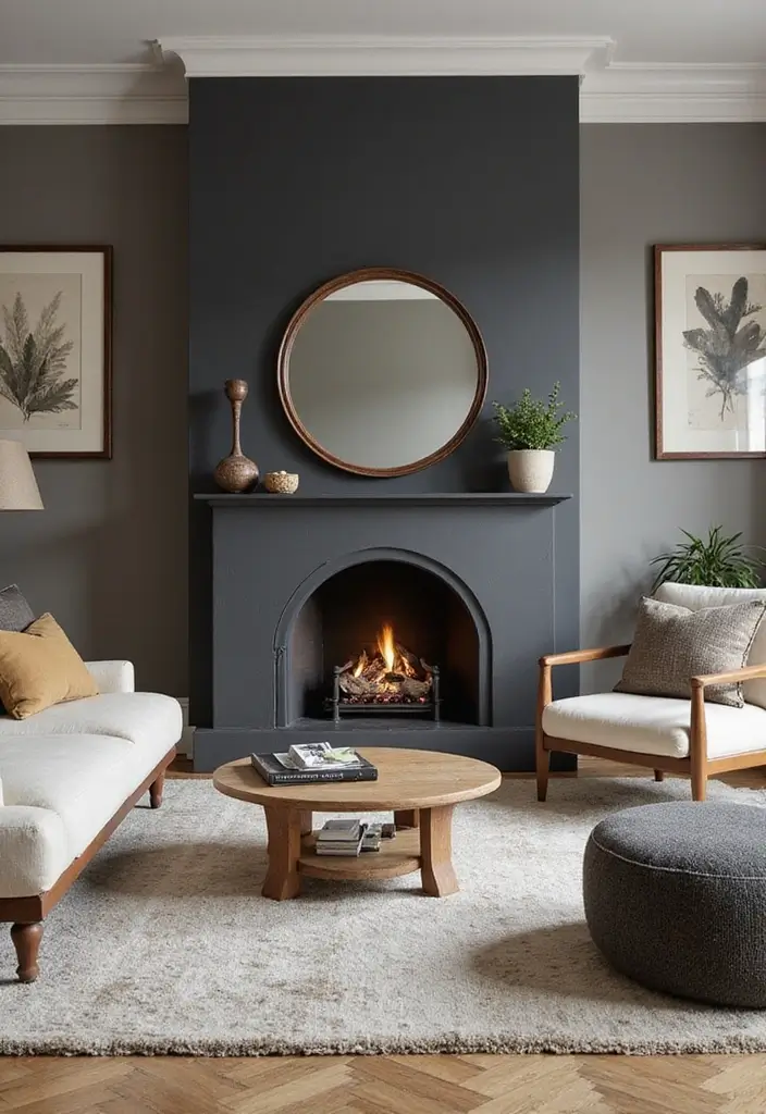 50 Living Room Designs with Fireplaces That Create the Perfect Focal Point 46 50 Living Room Designs with Fireplaces That Create the Perfect Focal Point - 42. Stylish Contrast with a Dark Fireplace
