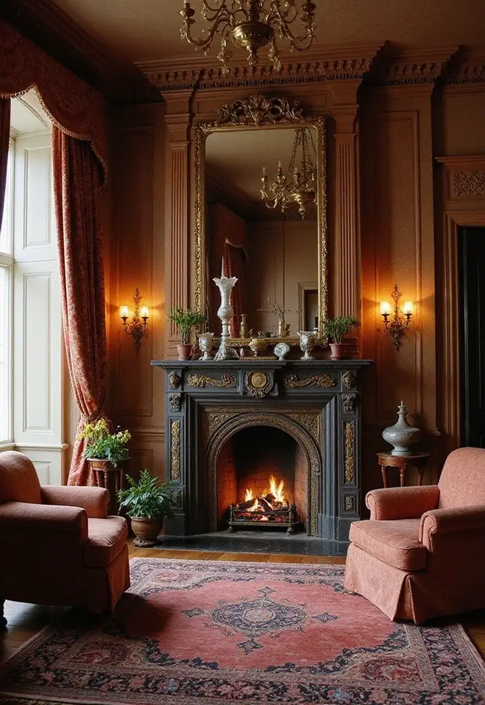 50 Living Room Designs with Fireplaces That Create the Perfect Focal Point 6 50 Living Room Designs with Fireplaces That Create the Perfect Focal Point - 6. Timeless Traditional with an Ornate Fireplace