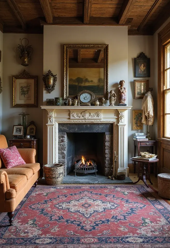 50 Living Room Designs with Fireplaces That Create the Perfect Focal Point 8 50 Living Room Designs with Fireplaces That Create the Perfect Focal Point - 8. Eclectic Charm with a Vintage Fireplace