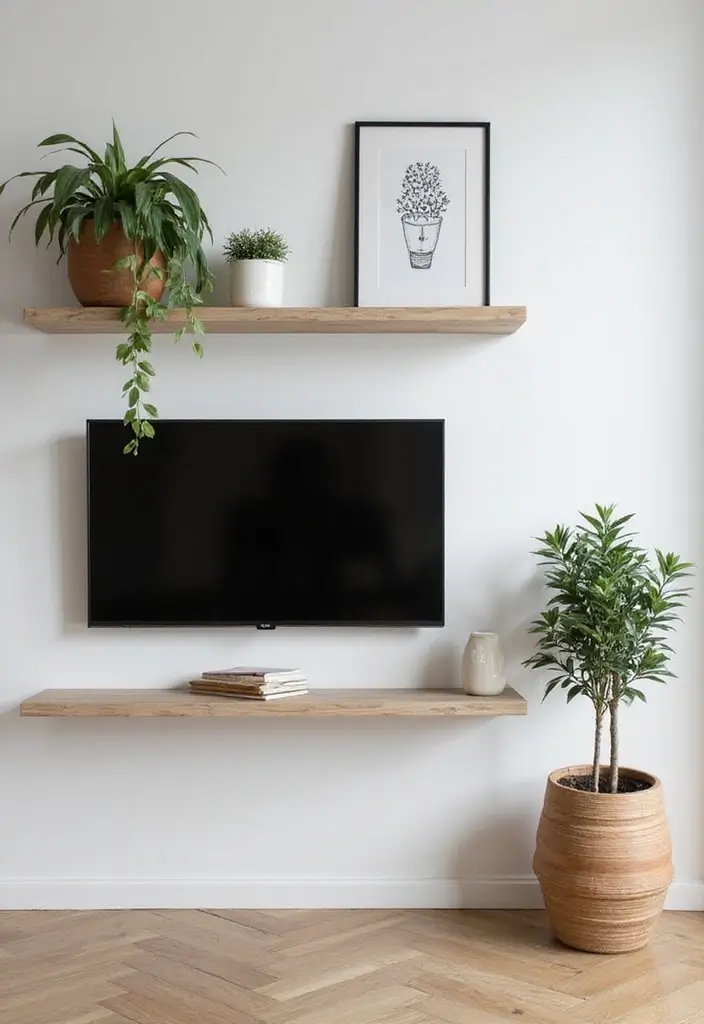 50 Living Room Ideas with TV as the Focal Point That Look Stylish - 1. Minimalist Elegance: Floating TV Shelves