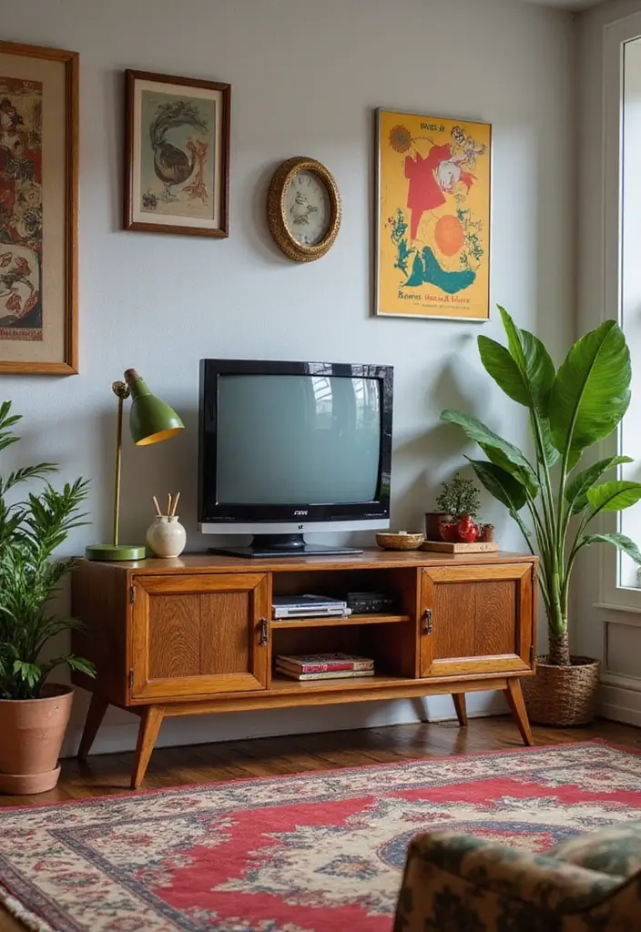 50 Living Room Ideas with TV as the Focal Point That Look Stylish - 12. Retro Vibes: Vintage TV Units