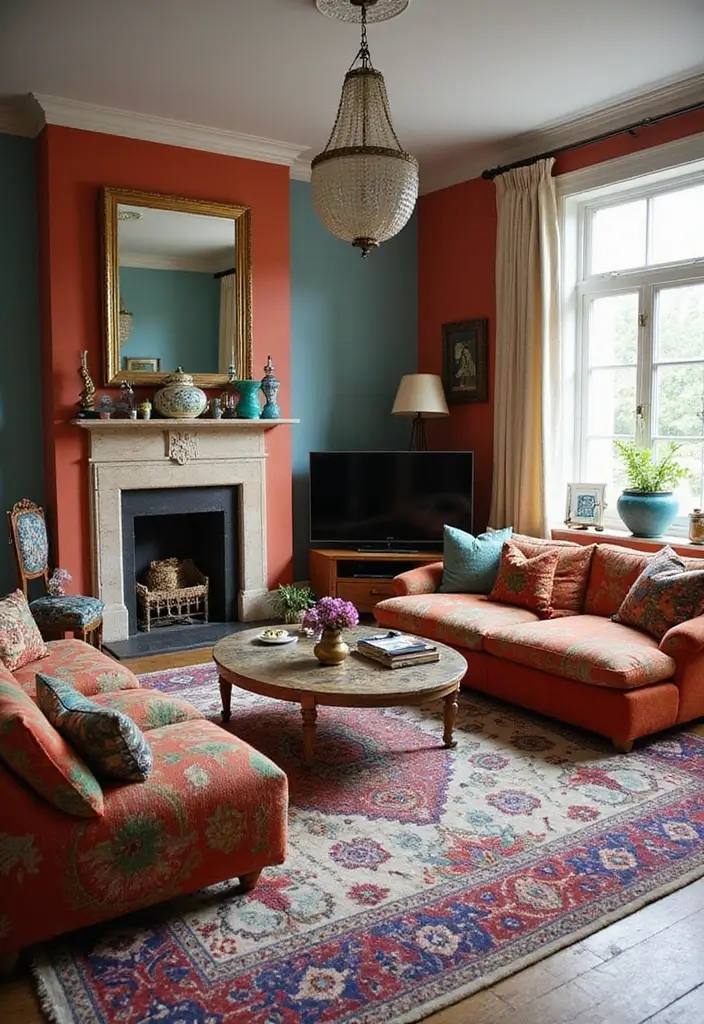 50 Living Room Ideas with TV as the Focal Point That Look Stylish - 14. Eclectic Mix: Diverse Styles Around the TV
